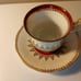 Queens Staffordshire fine bone china England red and gold tea cup