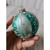 Antique West Germany green glitter silver ball mercury glass ornament flocked