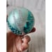 Antique West Germany green glitter silver ball mercury glass ornament flocked