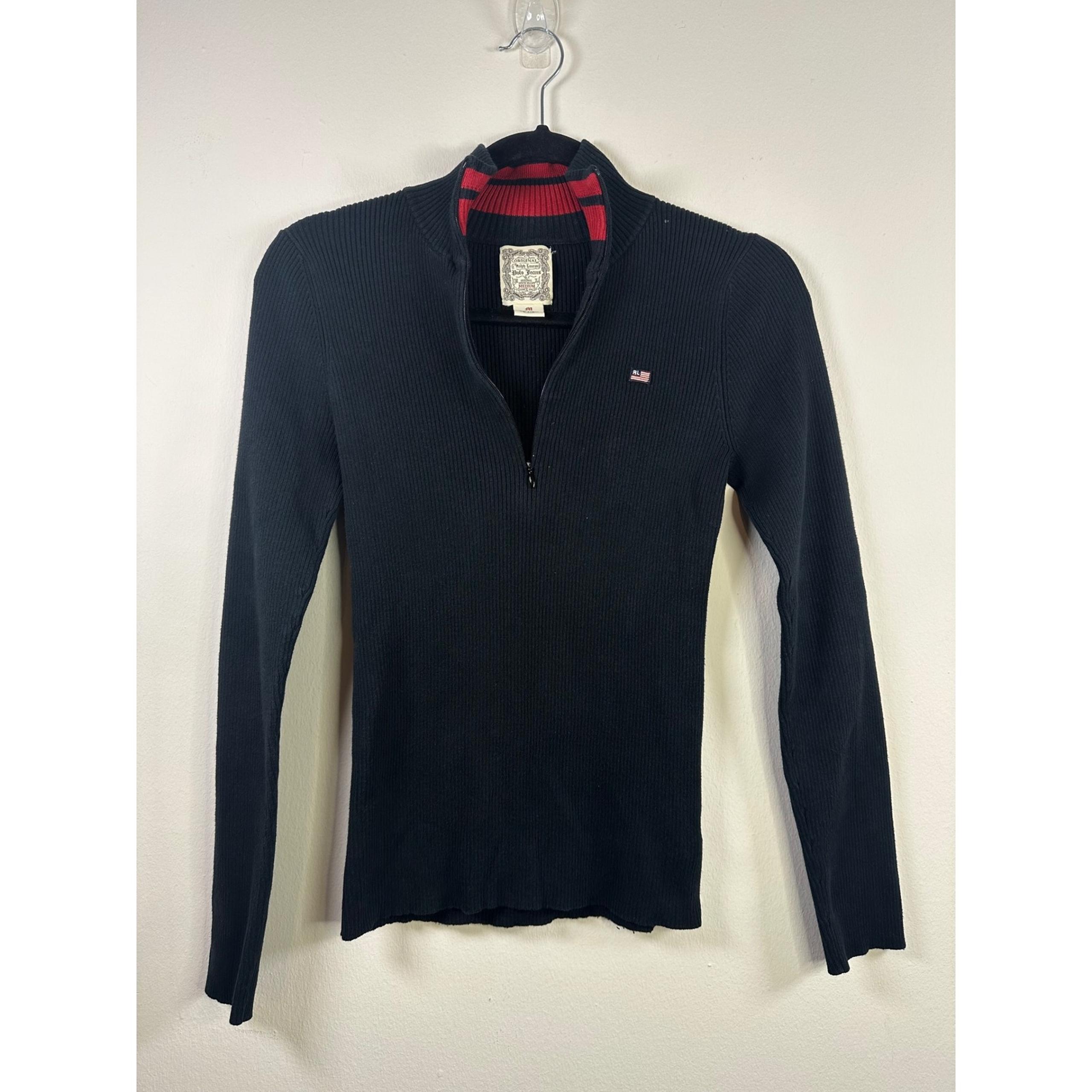 Polo Ralph Lauren Vintage Women's 1/4 Zip Ribbed Sweater Size M