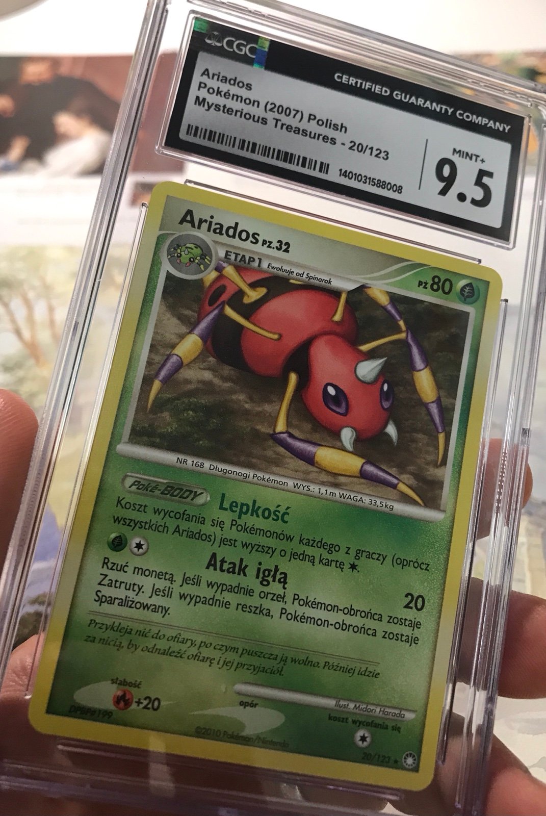 CGC 9.5 Polish language Pokémon card!! ★★ Ariados from Mysterious Treasures ★★