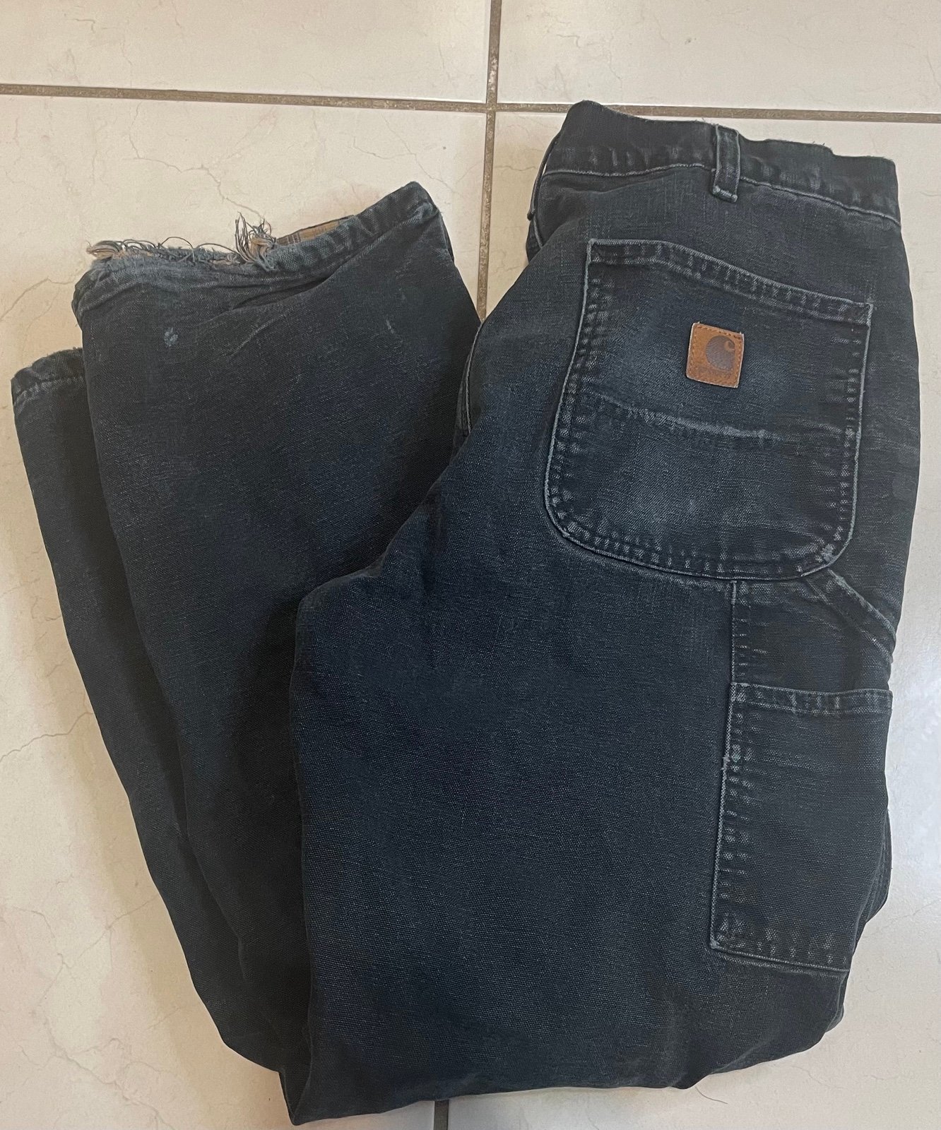 Vintage Carhartt B11 BLK Carpenter Denim Blanket Line 16 waiste 27 inseam
