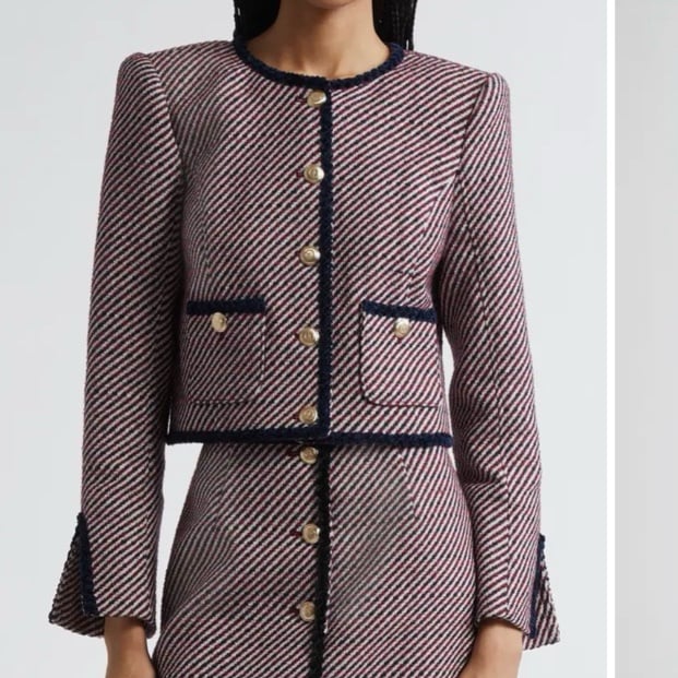 Noemie Zanda Bouclé Randi Jacket Cinq à Sept size 8 in Dk Mlbrry/ Navy