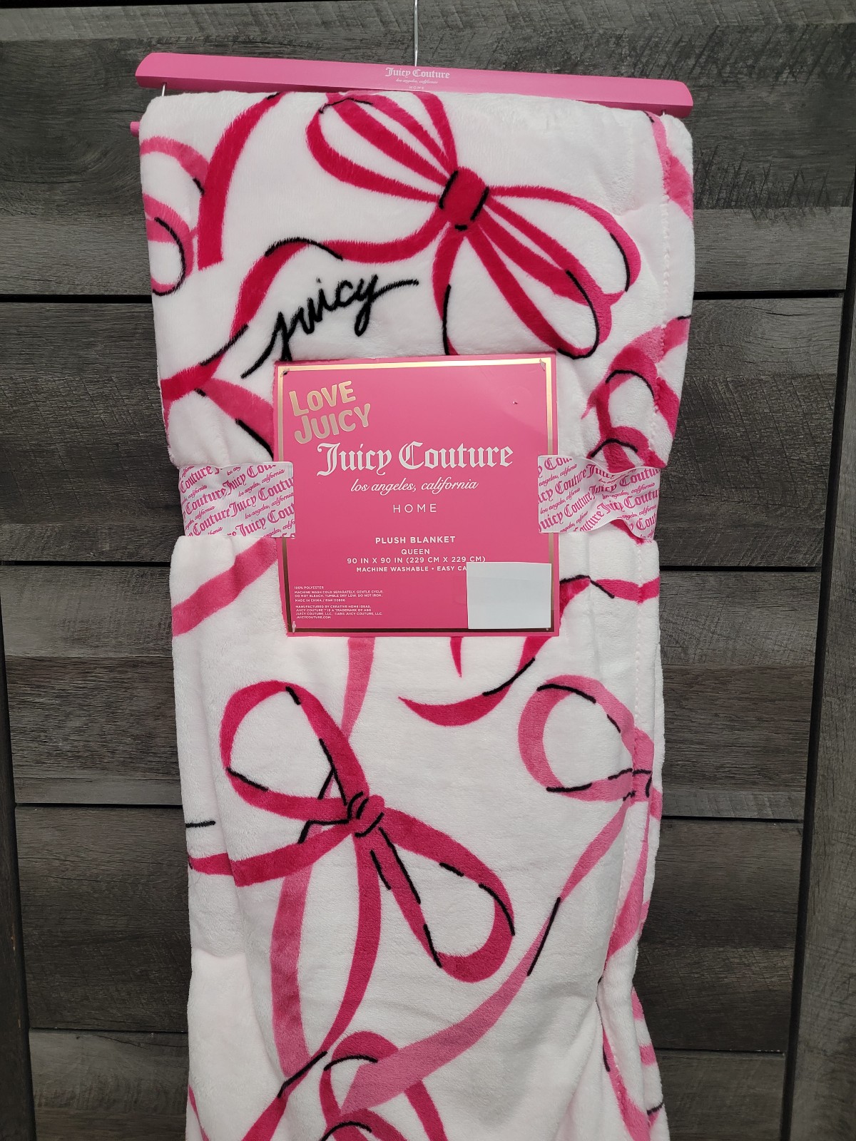 Juicy Couture QUEEN Pink Bow Blanket Viral TikTok