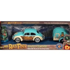 1966 Volkswagen Beetle W/Trailer & Rat Fink Figurine 1/24