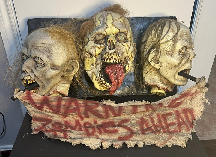 Halloween Warning Zombies Ahead Wall Plaque
