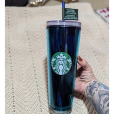 Starbucks Teal Decorate Your Own Refillable Sparkle Sequin Lid Venti Tumbler NWT