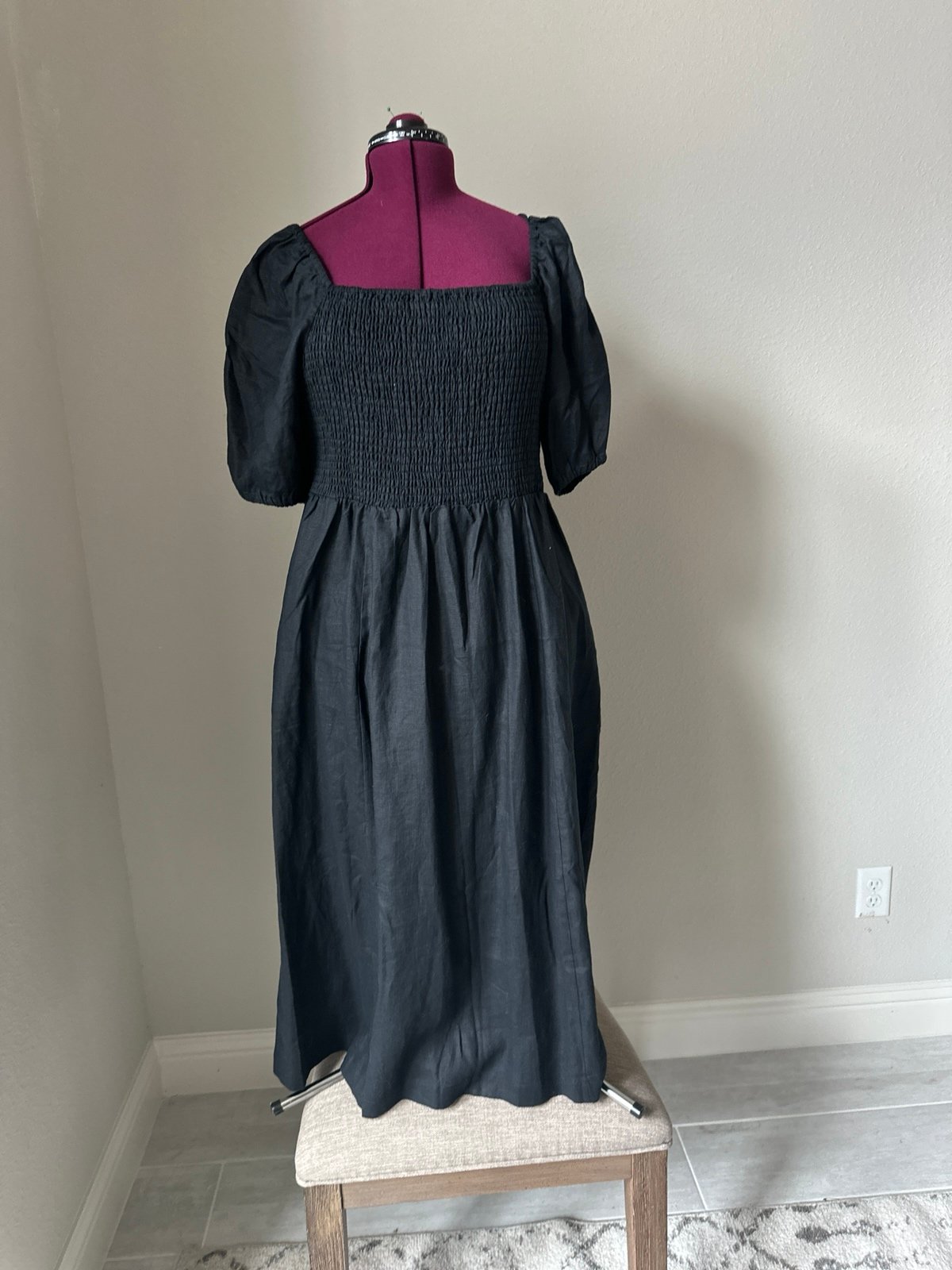 Boden black linen midi dress