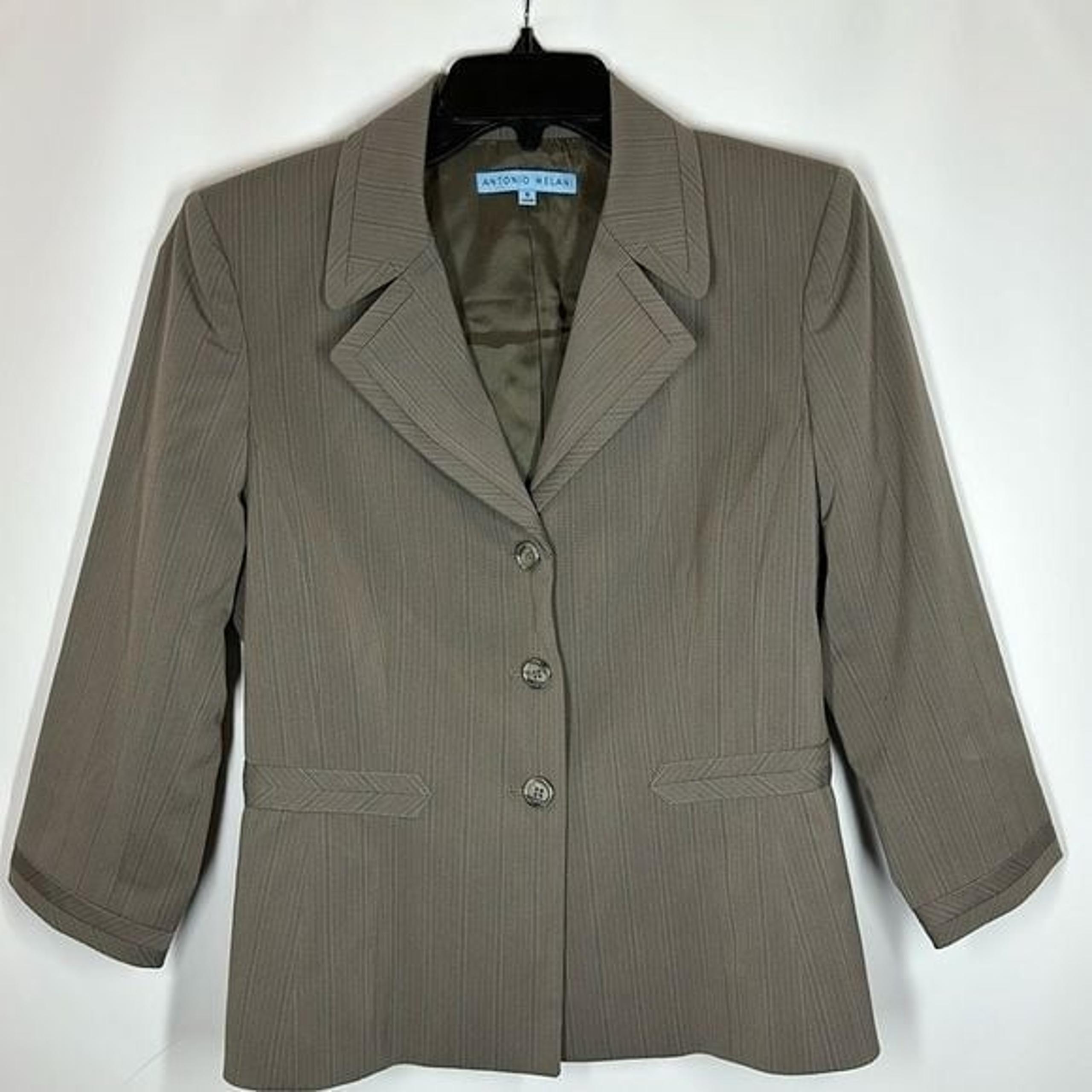 Antonio Melani | Women’s 6 Blazer Suit Peplum Taupe Green Office