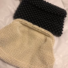TWO 50/60blackwood beads cream/off “CORDE” bead clutch