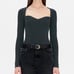 Naadam cashmere ribbed sweetheart knit top small pine green NWT sweater