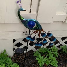 Yard Decorations Outdoor for Garden Decor,Peacock Solar Outdoor Lights,31.5'' .