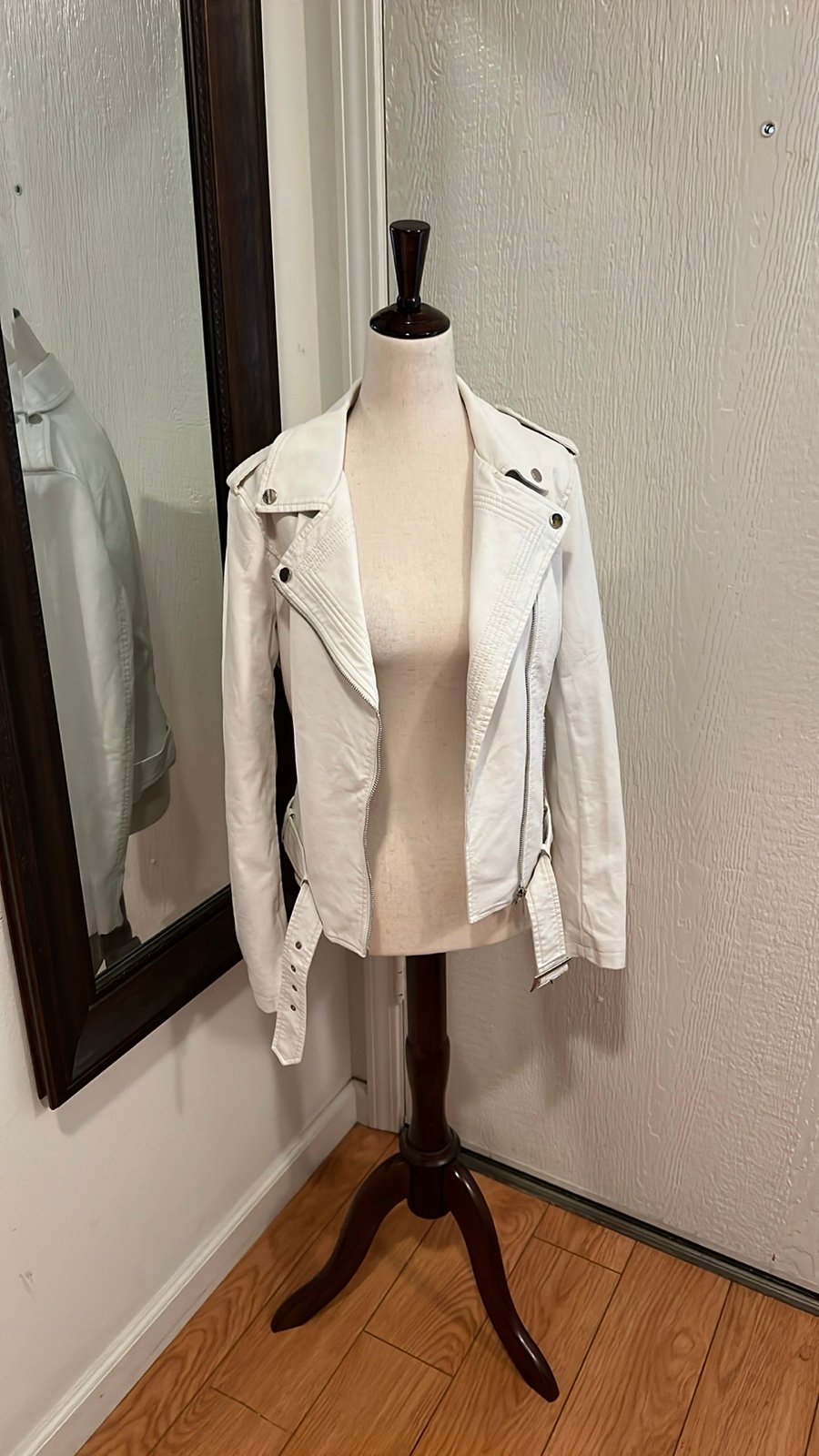 White Faux Leather Moto Jacket