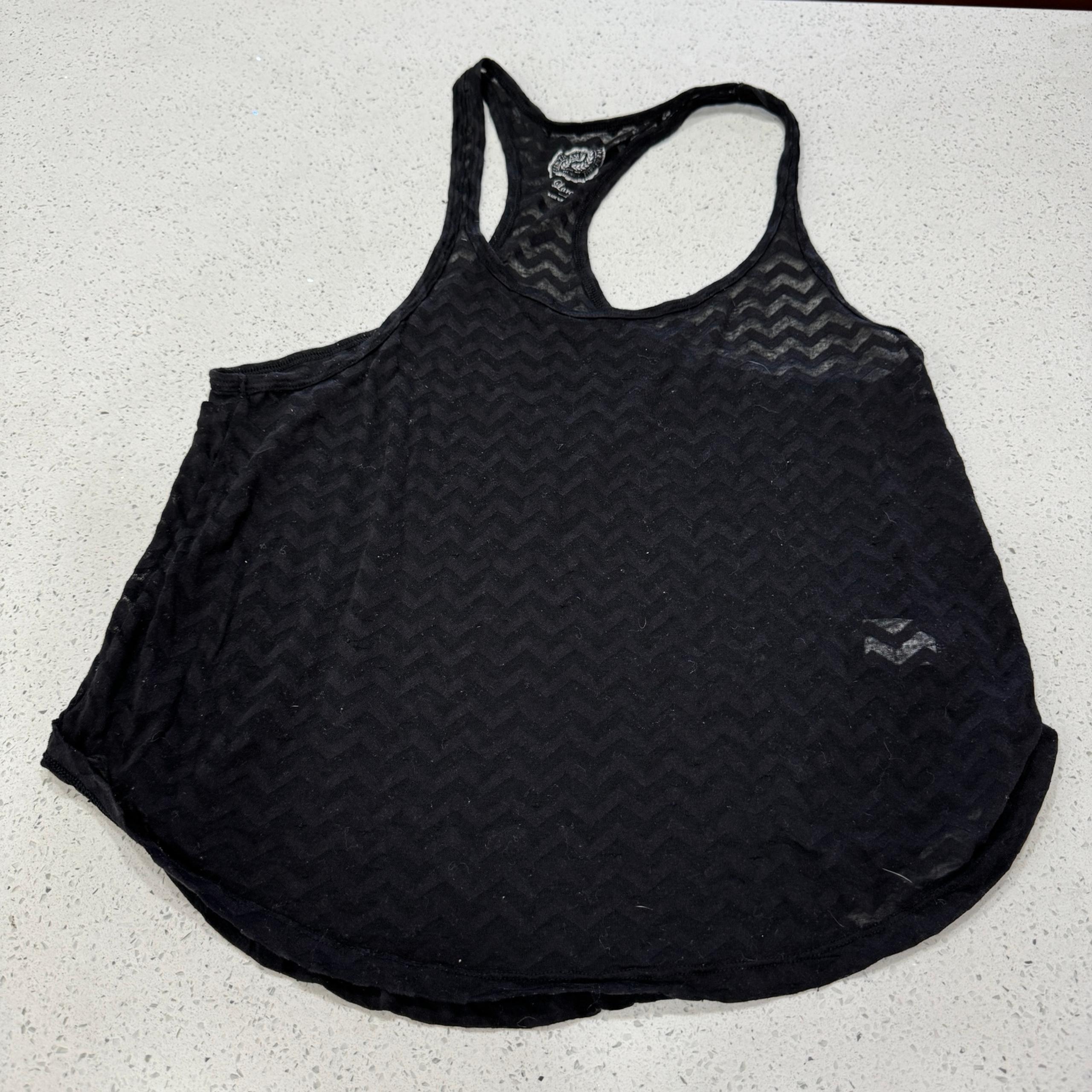 Y2K SO AUTHENTIC AMERICAN TANK TOP RACER BACK SHEER Mesh CHEVRON Junior Women B2