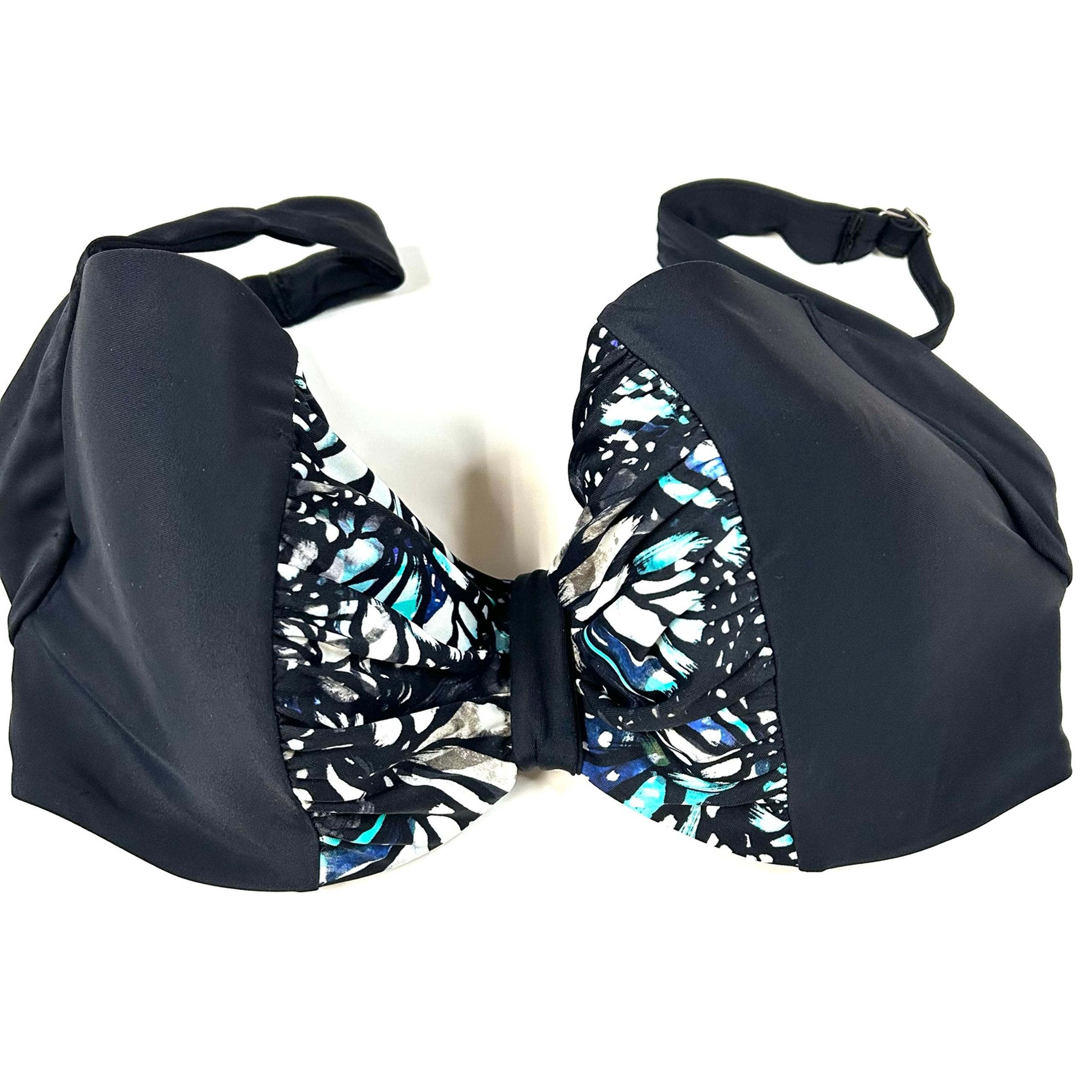 Panache Swim 34FF Bikini Top Annalise Black Blue SW0932 Underwire #1369