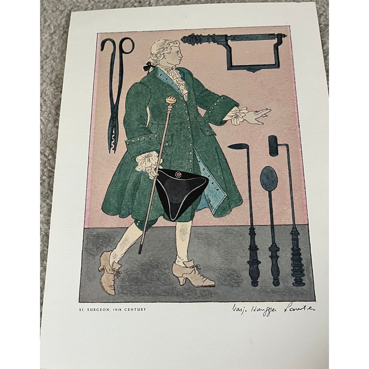 Vintage Costume Of Surgeon 18th Century by Warja Honegger-Lavater Original Print