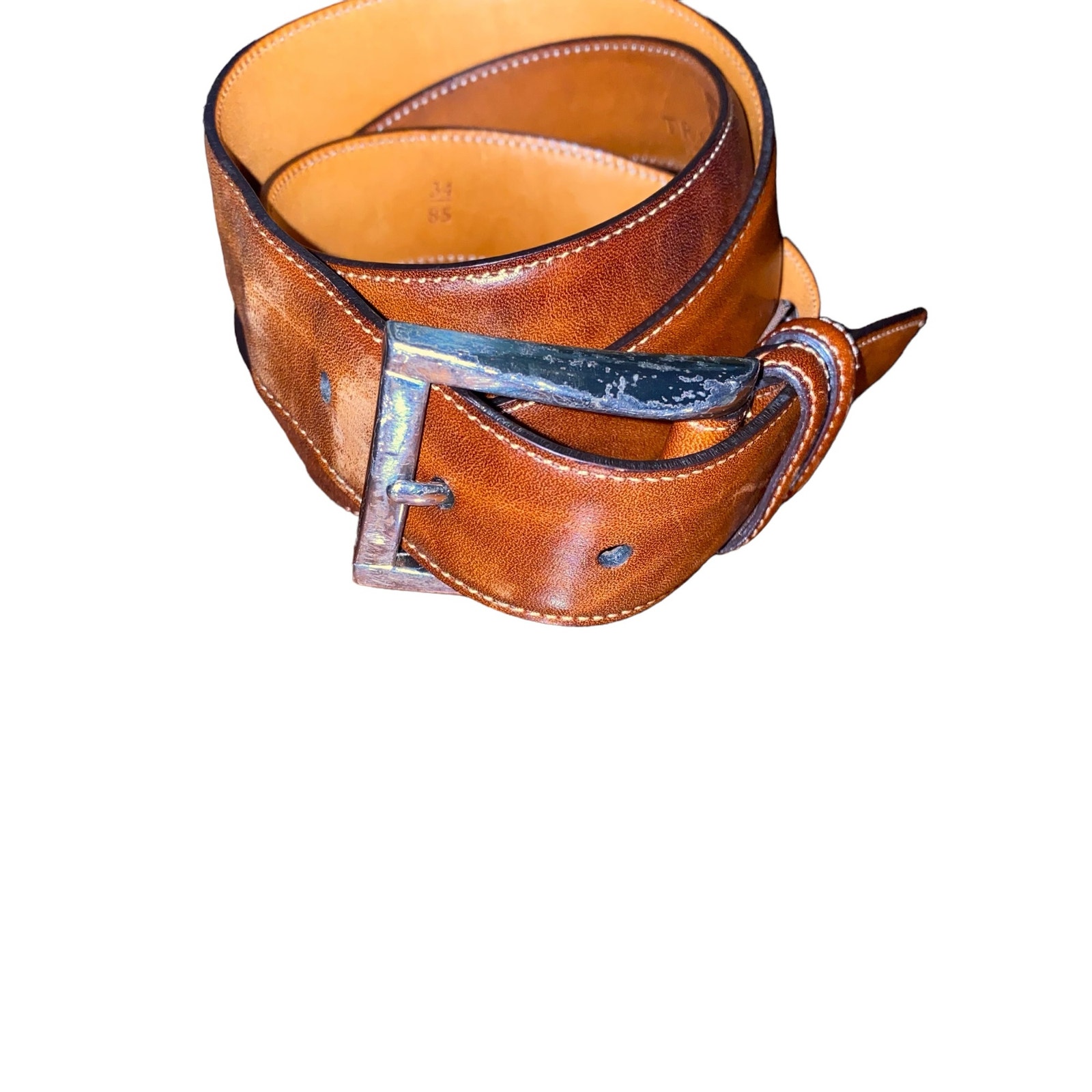 Trafalgar Brown Easton Hand Polished Cortinal Leather Belt Size 34/85