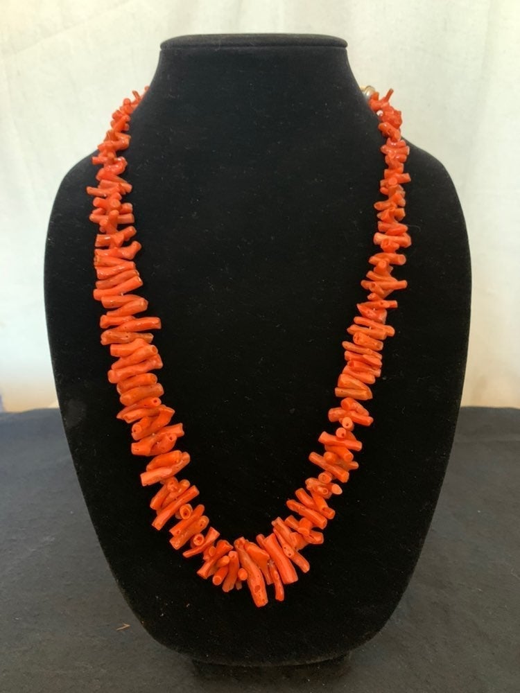 Natural blood red coral necklace
