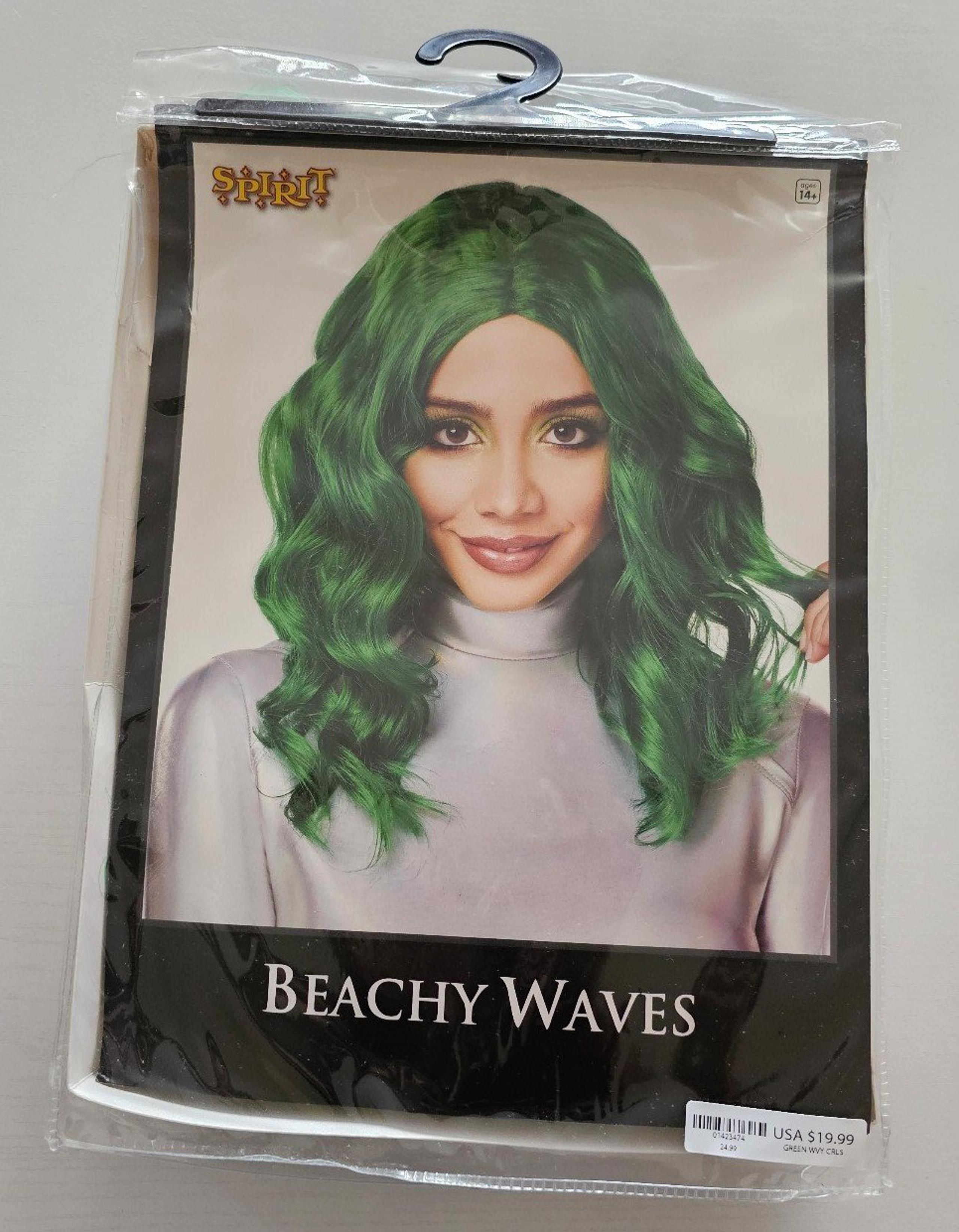 NWT Spirit Halloween Beachy Wave Wig Green Cosplay