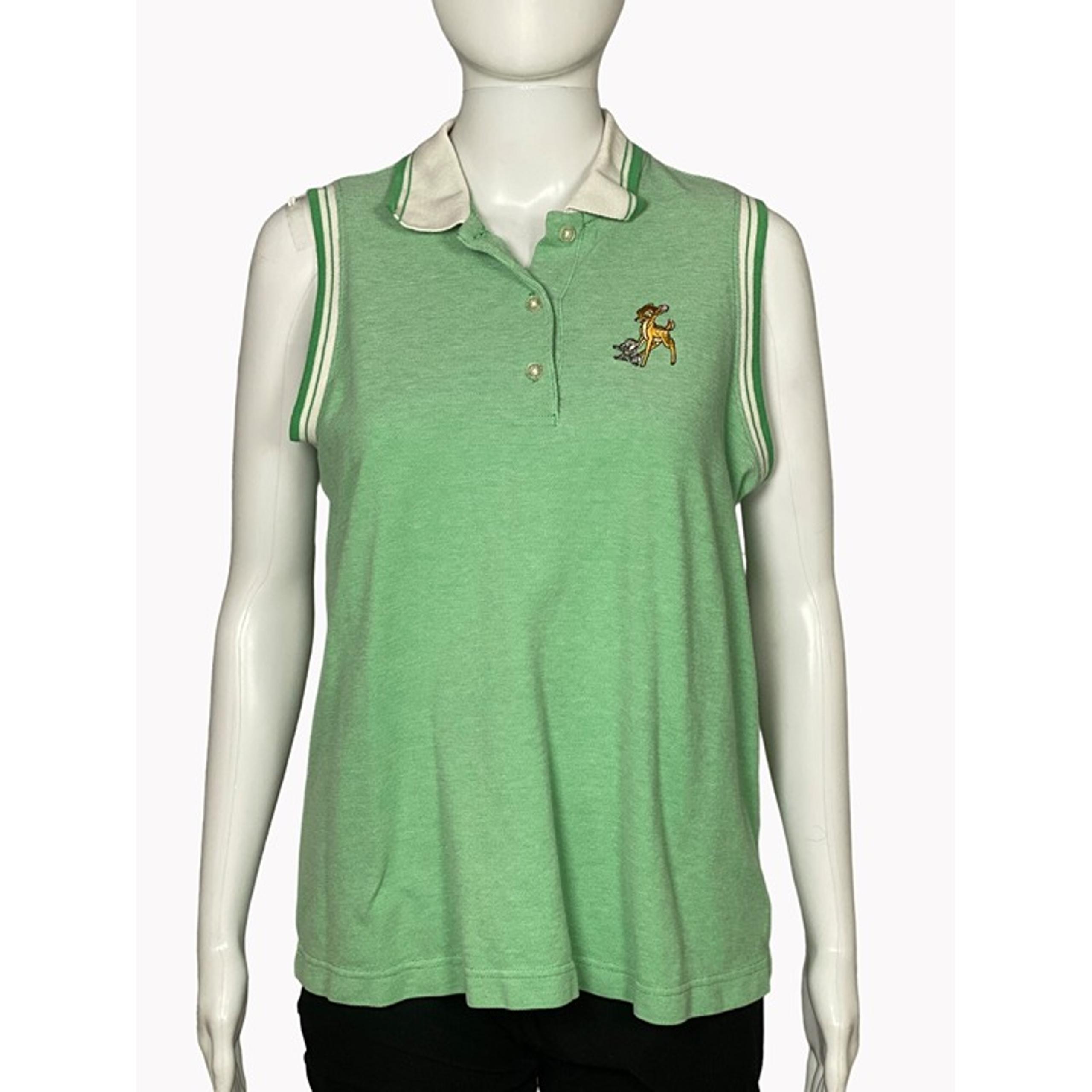 Vtg Disney Bambi Green Sleeveless Polo Shirt Women's Size Medium Embroidered des