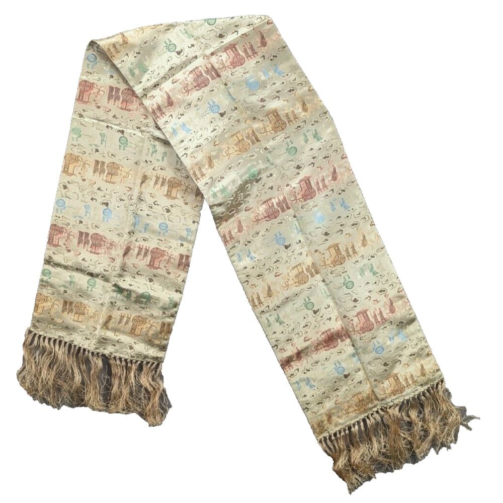 Nanjing Gong Jinyun Brocade Silk Scarf Runner Tassled 56 x 11