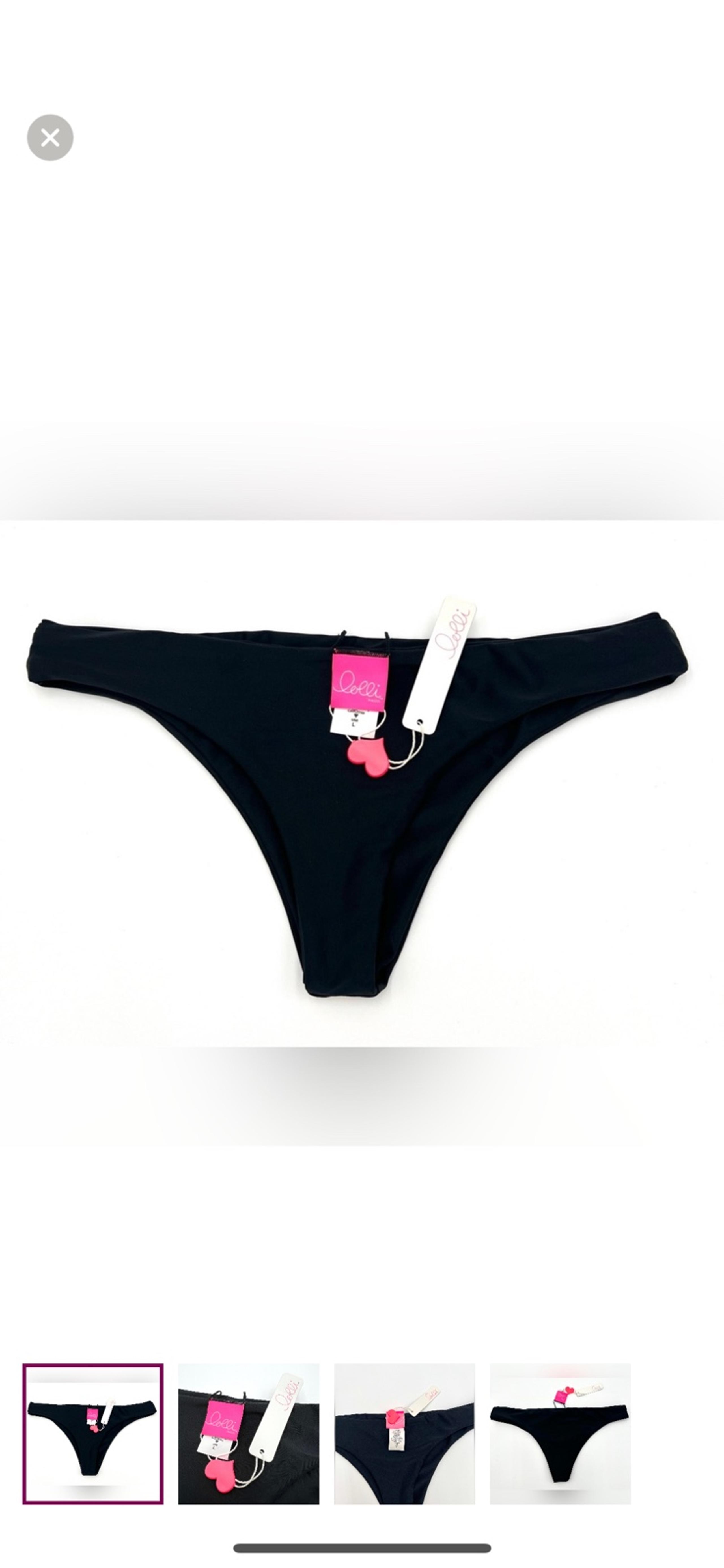 Lolli Swim Bikini Bottom Cheeky NWT Black Size L