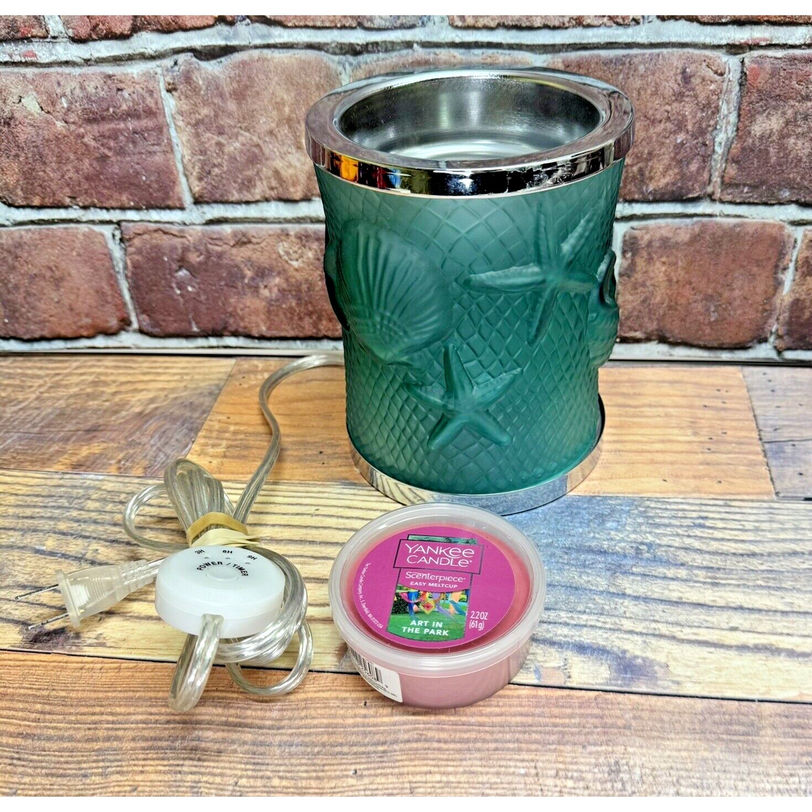 Yankee Candle Scenterpiece Easy Meltcup Warmer COASTAL SHORES teal timer + wax