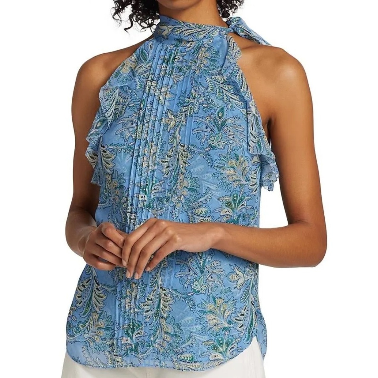 Veronica Beard Dali Silk Blue Floral Top