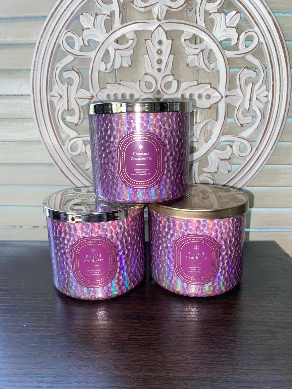 Bath & body Works frosted cranberry candle X3