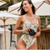 NEW! Kenny Flowers Watercolors THE BALI Underwire One Piece Green SZ M Long