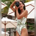 NEW! Kenny Flowers Watercolors THE BALI Underwire One Piece Green SZ M Long