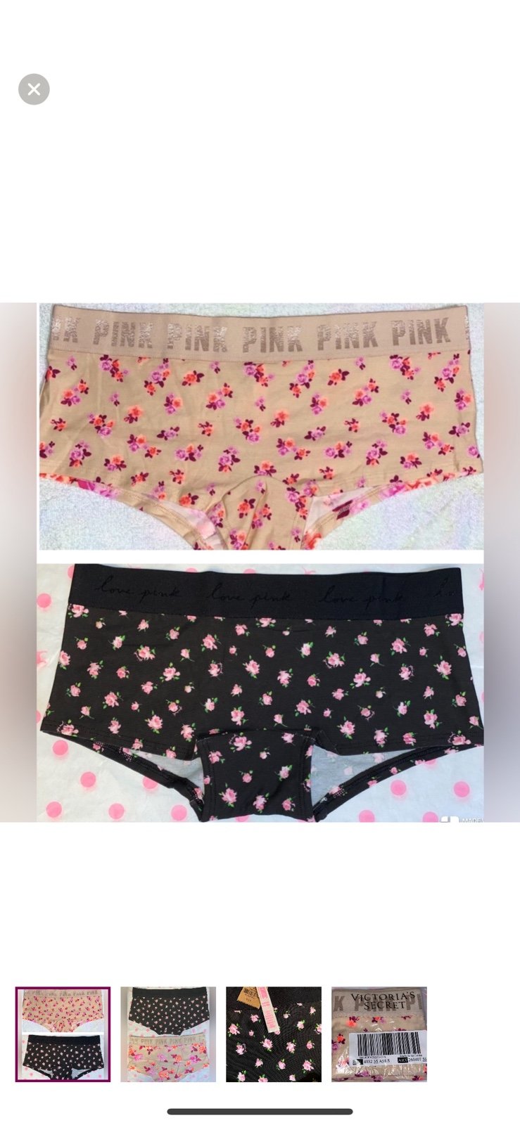 2 Pink Victoria ’s Secret cotton boyshort panties bundle pink Panties floral