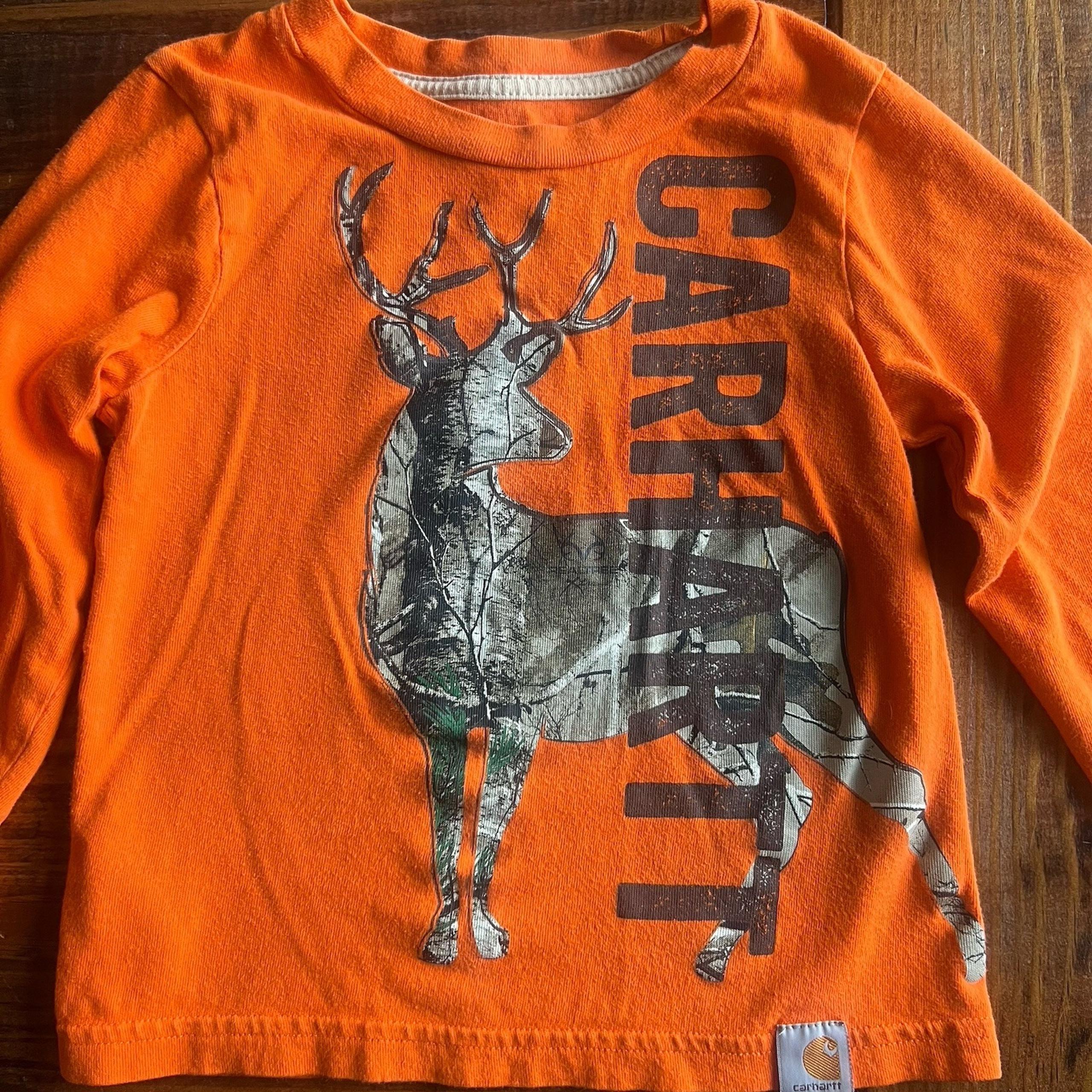 Boy Carhartt Shirt Long Sleeve Deer Size 2T Orange