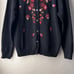 Vintage Orvis Dark Brown Knitted Floral Embroidered Cardigan