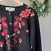 Vintage Orvis Dark Brown Knitted Floral Embroidered Cardigan