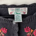 Vintage Orvis Dark Brown Knitted Floral Embroidered Cardigan
