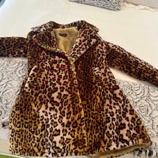 Faux fur leopard print coat