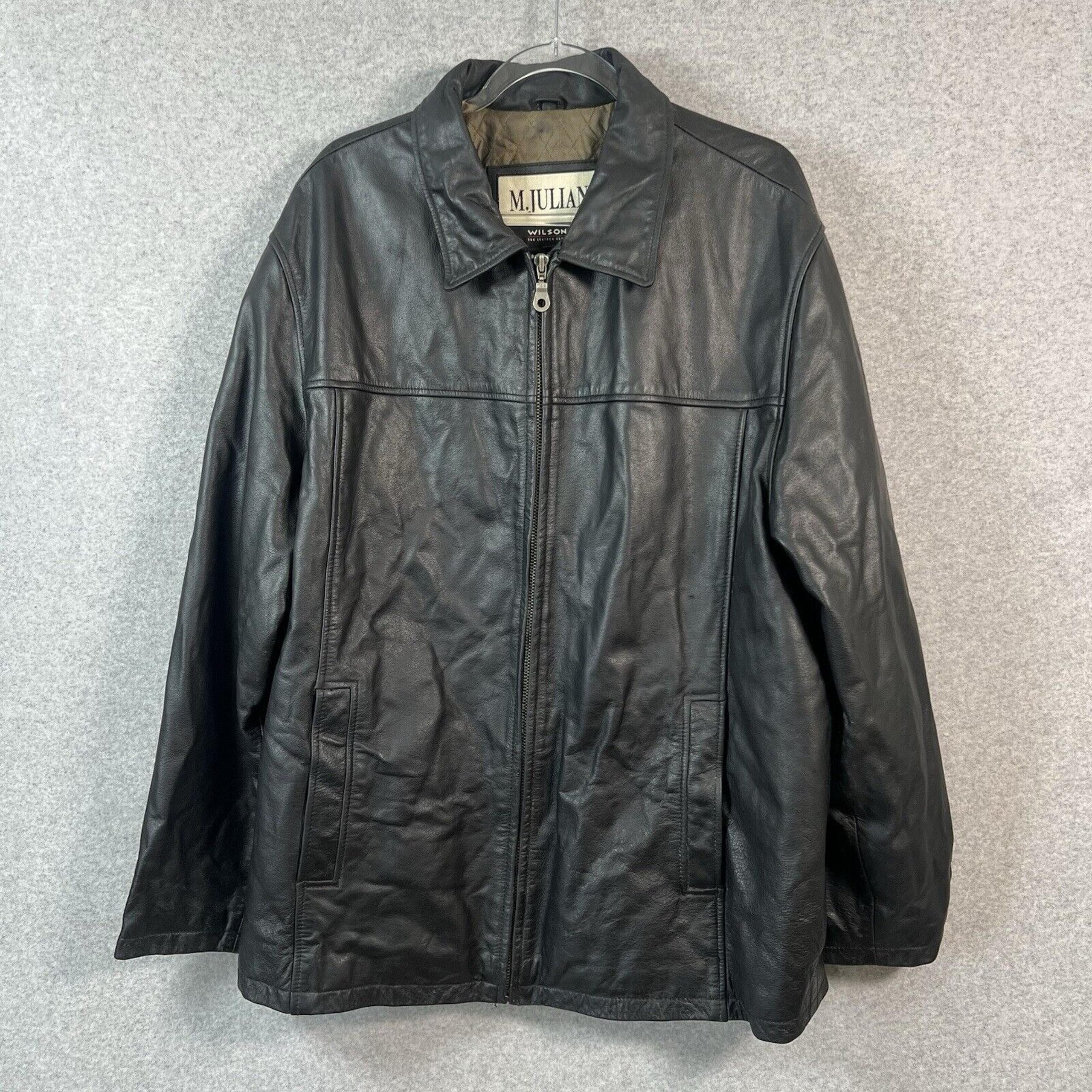 Wilsons Leather Jacket Men's XL Black Moto Bikercore Motorcycle Mob Boss City