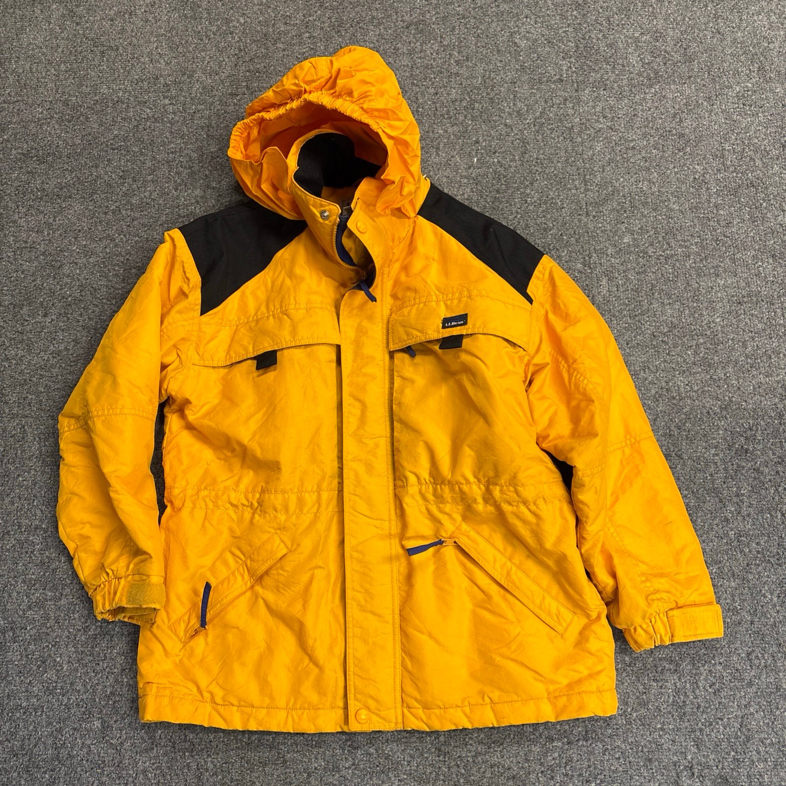 VTG LL Bean Youth L 14-16 Hooded Yellow Thinsulate Ski Coat Jacket Snowboard 90s
