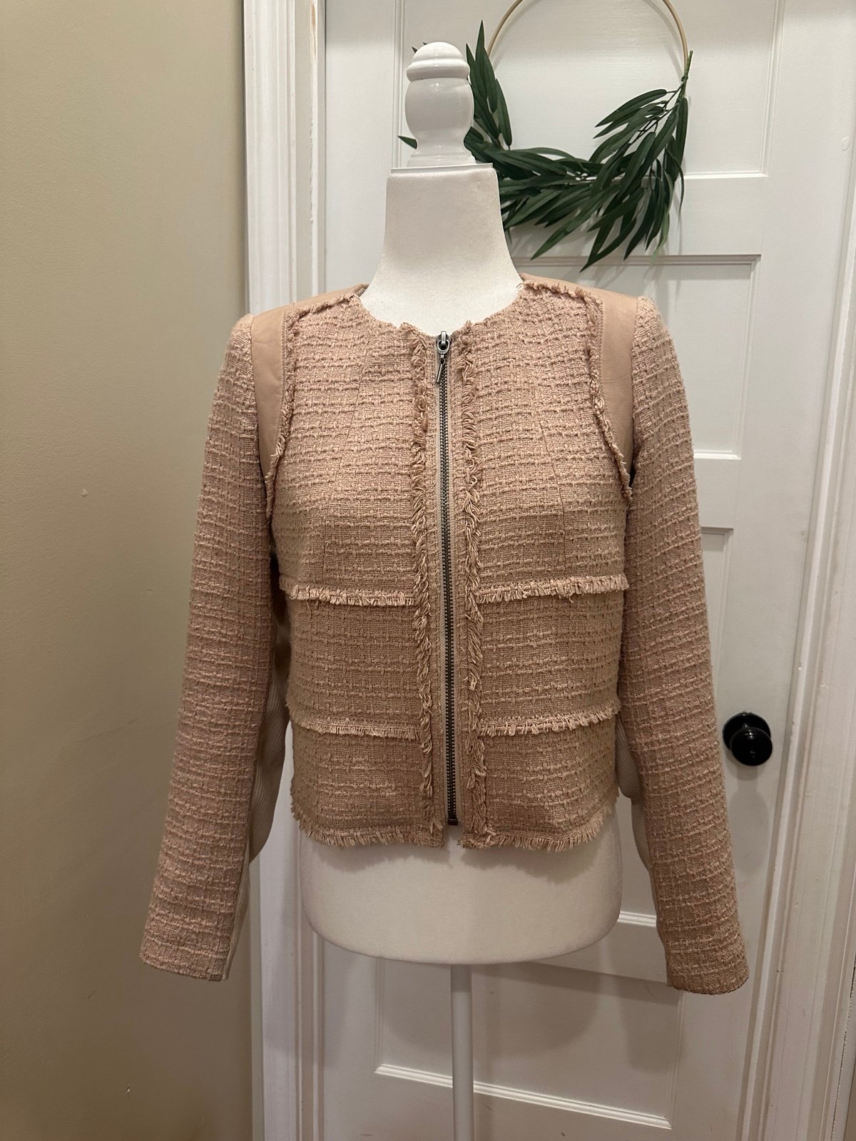 Rebecca Taylor Leather Trim Blazer Jacket for Women Size 4 Small