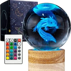 3D Crystal Ball Night Light with 16 Color LED Wooden Base,