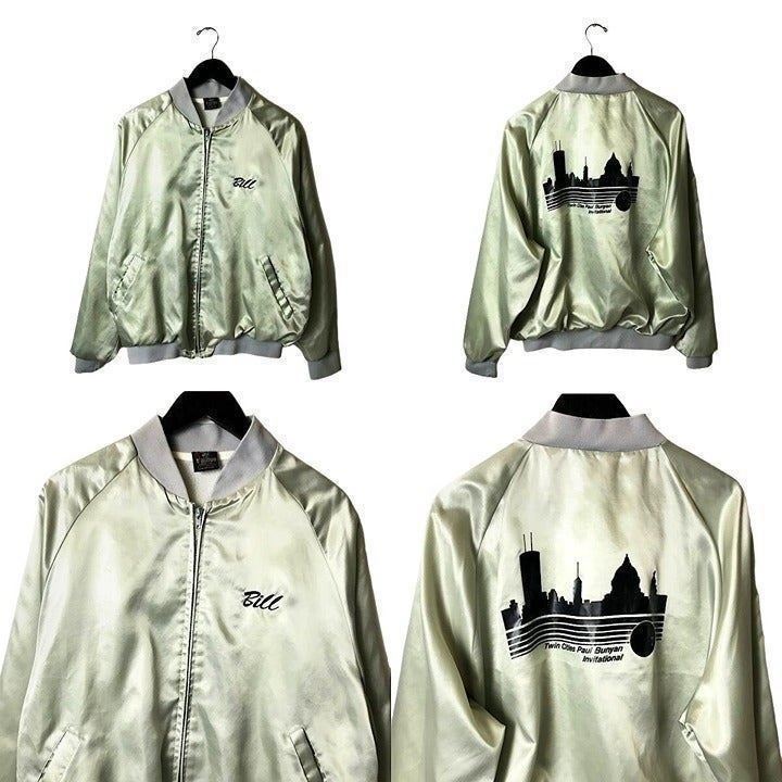 Vintage Hilton Bill Twin Cities Paul Bunyan Invitational Satin Bomber Jacket XL