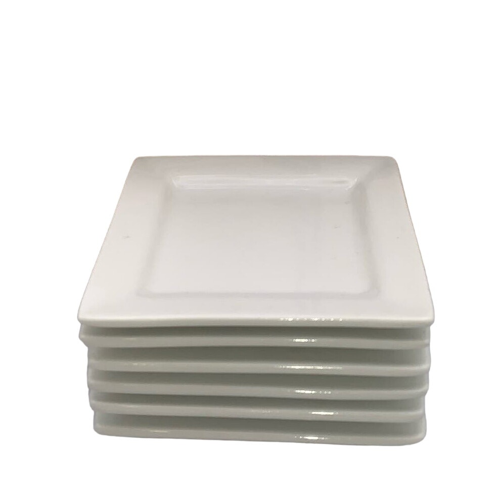 2 Dozen 4 Square Porcelain Micro Plates (Libbey SL-114) New in Box