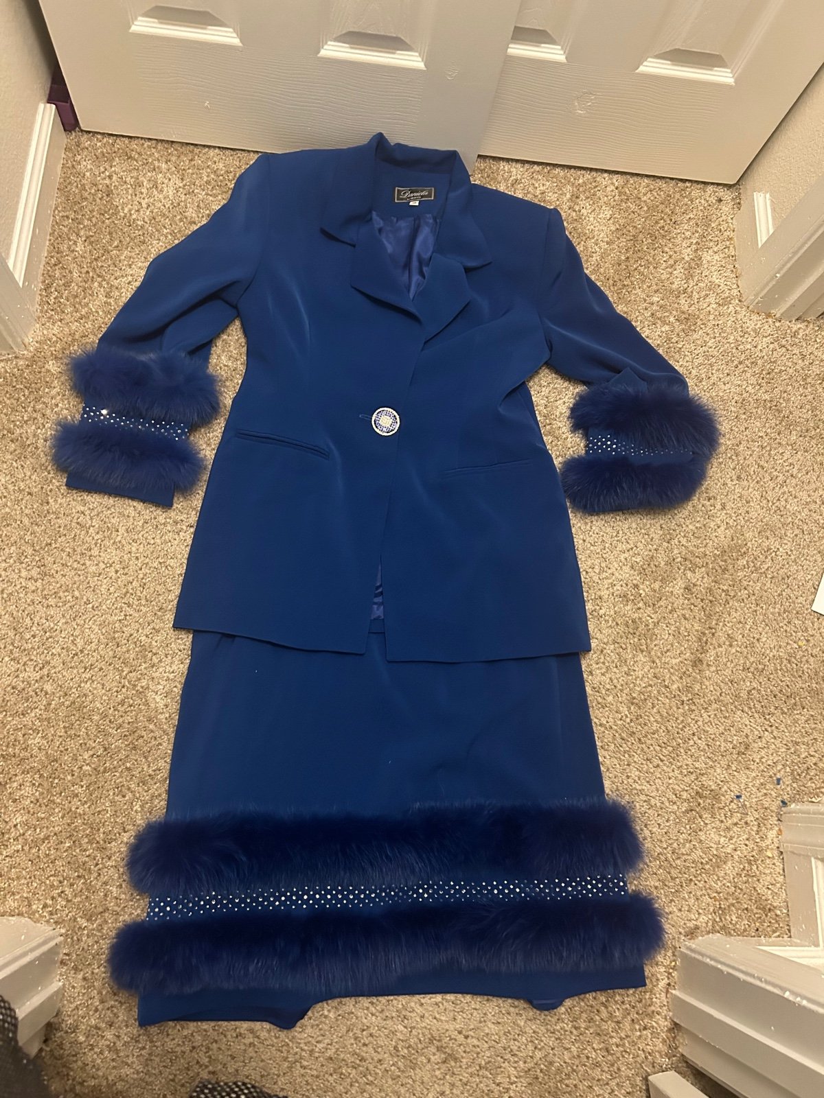 Blue Daniela skirt suit set