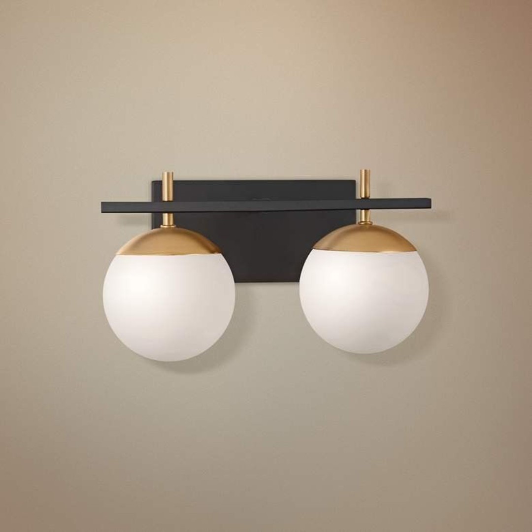 NEW! George Kovacs Alluria Black and Gold 2-Light Wall Sconce