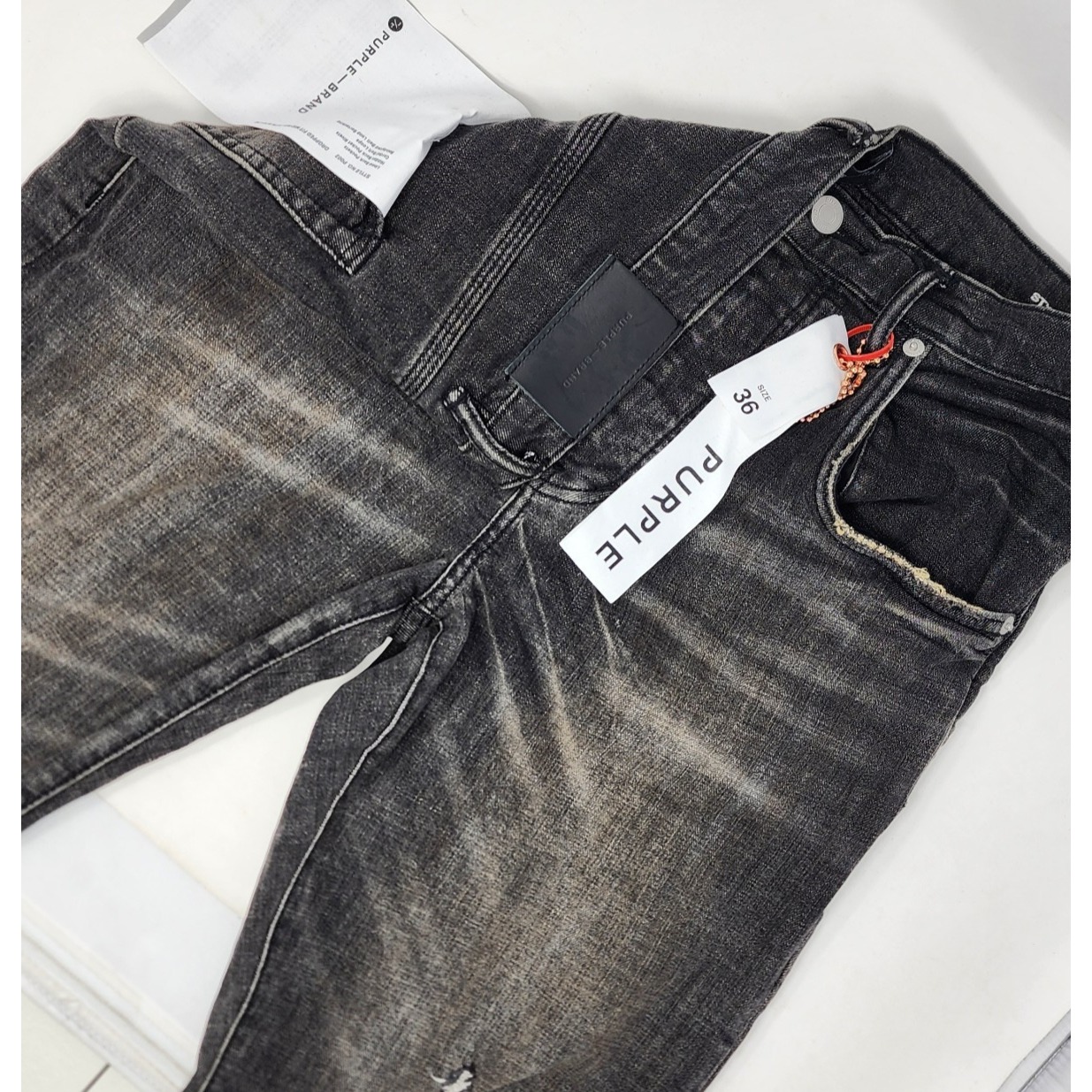 NEW Purple Brand P002 Dropped Fit Mid Rise Slim Leg Jeans Size 36 Black Blow Out
