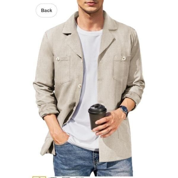 NEW Mens Casual Blazer Shacket Jacket Lightweight L