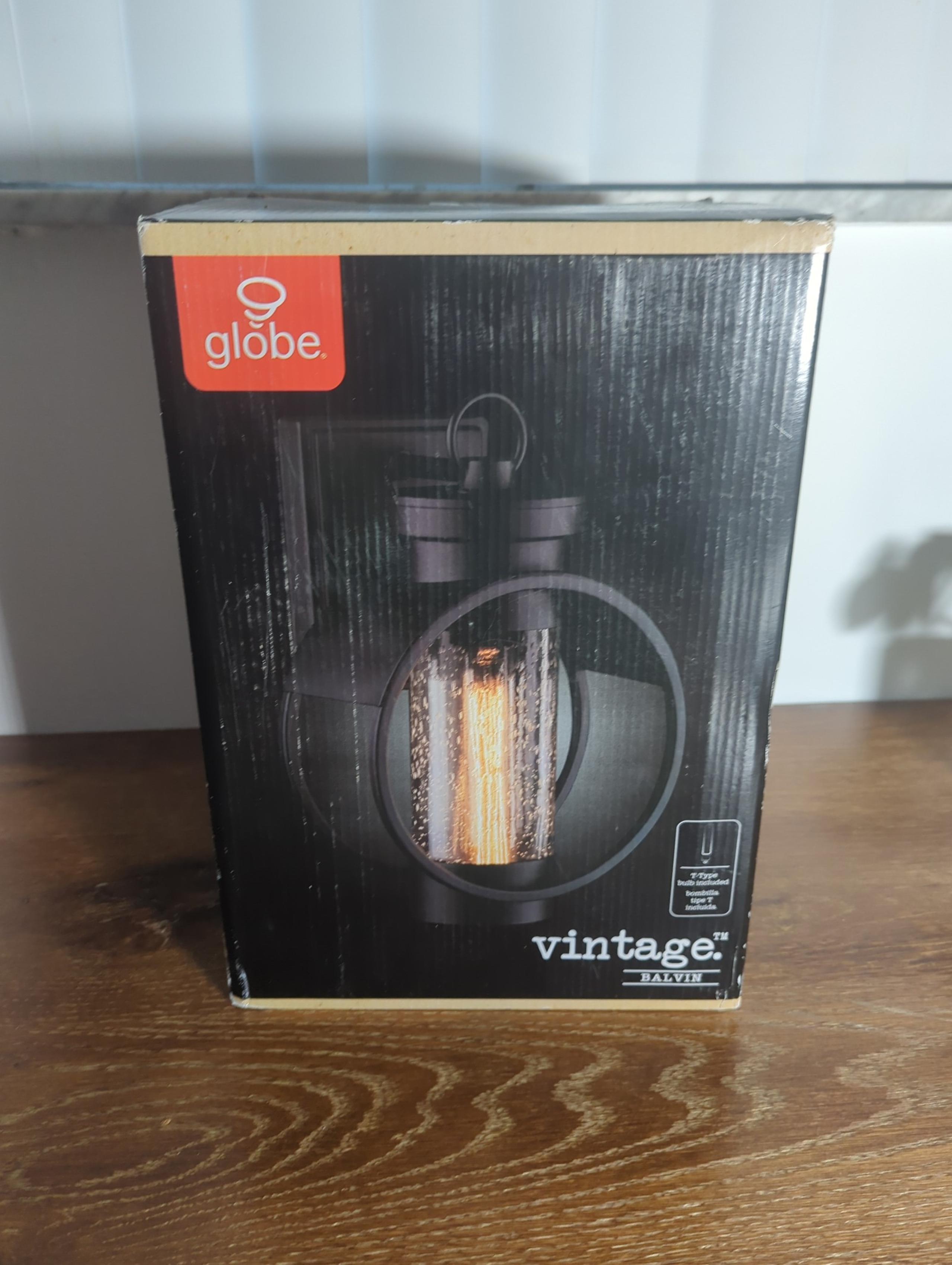 Globe Electric Vintage Matte Black Glass Indoor/Outdoor 1-Light Wall Sconce 12”