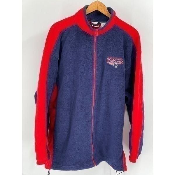 New England Patriots Football Jacket Fleece Men's Size XL Blue Red Full Zip