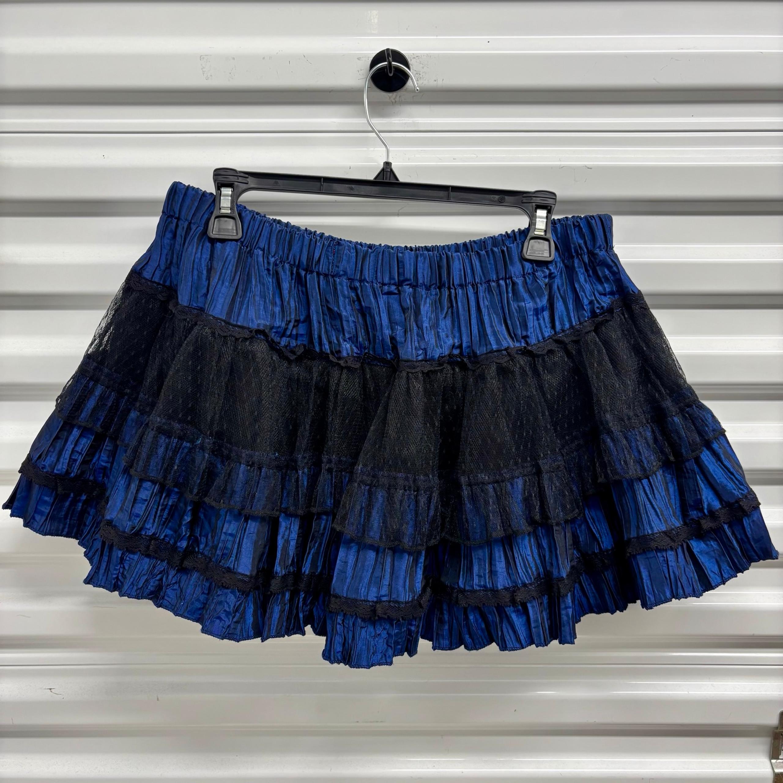 XL Tripp NYC Ruffle Taffeta Navy Blue & Black Mini Tutu Petticoat Skirt Gothic